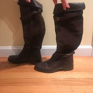 Brown Suede and Leather Garnet Hill Riding Boots